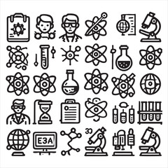 Modern Science Thin Line Icons set the same icon stock illustration