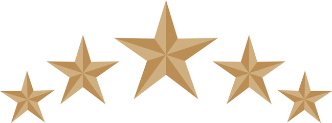 Five Star Rating Icon Set. Customer Review and Feedback Symbols. Quality Excellence and Luxury Ranking Icons collection. Gold star symbol