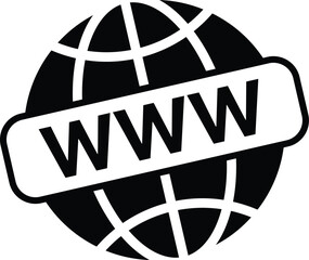 Globe with WWW Icon Set. Website Presence and World Wide Web Symbols. Web Browser, URL Domain, and Online Connectivity sign. SEO Services, Hyperlink, and Domain Name Registration Symbol Collection