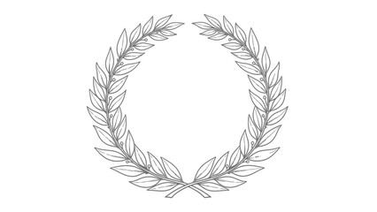 Outline Style Laurel Wreath Symbol of Victory and Achievement Isolated White Background