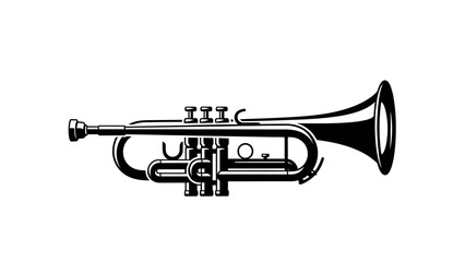 Obraz premium Brass Trumpet Musical Instrument Isolated White Background