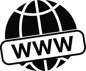 Globe with WWW Icon Set. Website Presence and World Wide Web Symbols. Web Browser, URL Domain, and Online Connectivity sign. SEO Services, Hyperlink, and Domain Name Registration Symbol Collection