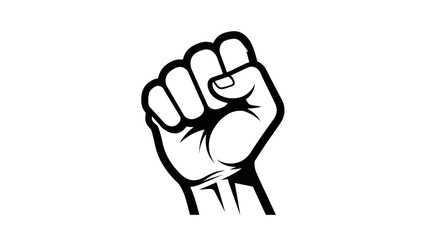 Obraz premium Clenched Fist Raised in Protest or Power Symbol, Isolated White Background