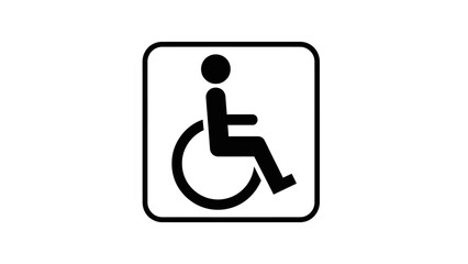Wheelchair Access Symbol within a Square Frame on Isolated White Background, Signifying Accessibility for Disabled.
