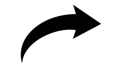 Black Curved Right Arrow Icon Symbol, Directional Indicator on Isolated White Background © IMRONI