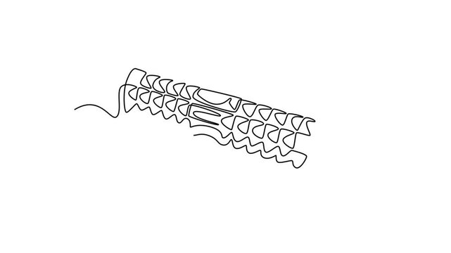 A massage foam roller. Gym Property concept. Single line draw design. Full length animation illustration. High quality 4k footage