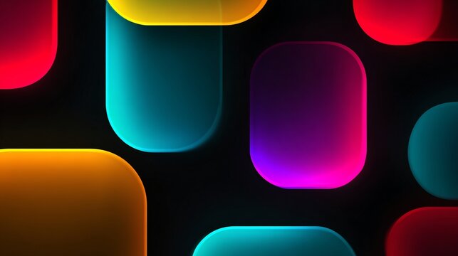 Glossy, rounded rectangles in vivid colors on a dark background