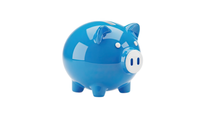 Blue Piggy Bank on transparent background