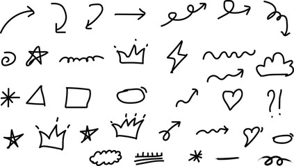 Hand drawn arrows and symbols