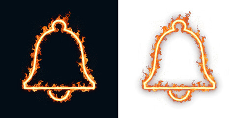 Alarm bell icon formed by pyre trail for app reminder screens, incident response notices and scheduled maintenance updates with open text area for UI mockup headers and system message panels