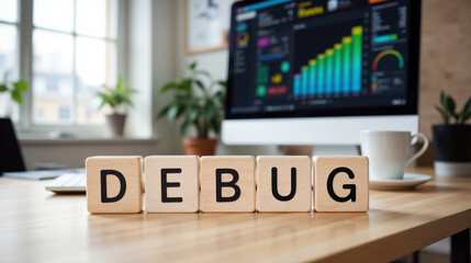 Bug troubleshooting shown by the DEBUG message for software error diagnosis, code review and defect resolution in app engineering with focus on testing cycles, patch delivery and release checks