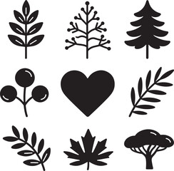Nature Heart Silhouette SVG Bundle: Mountain & Forest Landscape Vector Art, Deer & Tree of Life Cut Files for Cricut & Laser Engraving