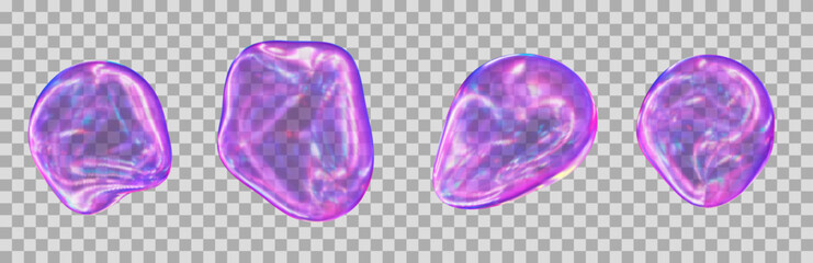 3D neon glass transparent liquid figure. Stock vector illustration on isolated background.