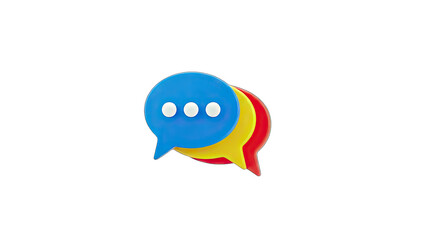 3D Speech Bubbles Overlapping on White Background