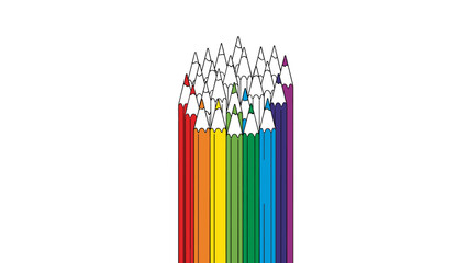 Colorful Pencils Standing in a Row.