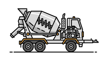 Concrete Mixer Truck Illustration Side View.