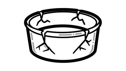 Cracked Glass Bowl Illustration Simple Design.