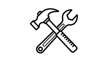 Crossed Hammer and Adjustable Wrench Tools.