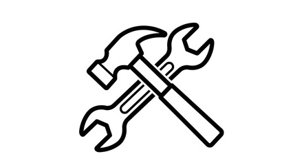 Crossed Wrenches and Hammer Illustration.