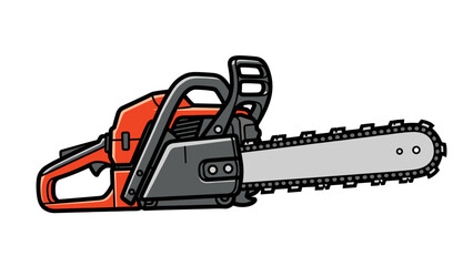 Orange and Black Chainsaw Illustration.