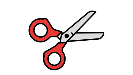 Red Handled Scissors Open Illustration.