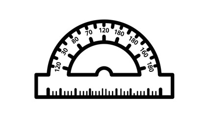 Protractor measuring instrument with degree markings.