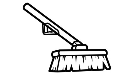 Simple Black and White Broom Illustration.