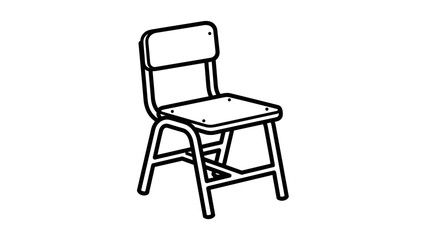 Simple Black and White Folding Chair Illustration.