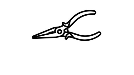 Simple Black and White Pliers Illustration.