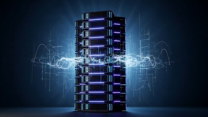 Digital Server Rack Tower with Data Transfer and Network Connectivity