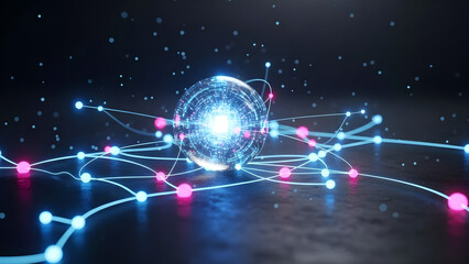 Big Data Network Sphere Technology Concept Blue Pink