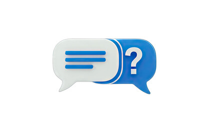 3D Speech Bubbles with Question Mark - Communication Concept