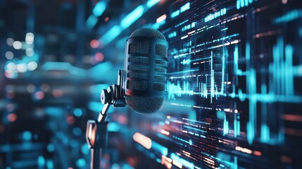 Microphone with Sound Wave Visual Effects.