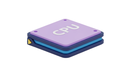 CPU processor chip icon on transparent background
