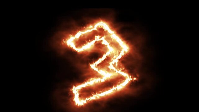 Number 3 text fire effect rendering in adobe AE