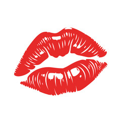 Simple Red Lipstick Kiss Mark Vector Illustration, Clean and Bold Lip Print Design Element