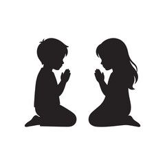 Children Praying Silhouettes