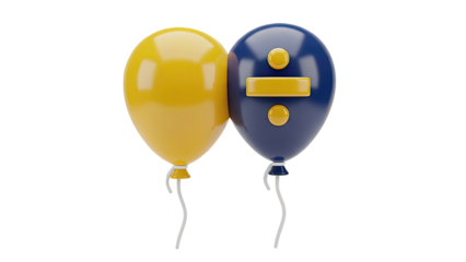 3D Division Symbol Balloon on transparent background
