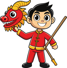 Fototapeta premium Dragon dances illustrator,