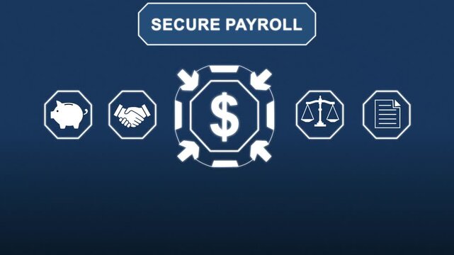 Payroll financial technology automation with secure payroll for online salary management, employee compensation and digital business finance concept.