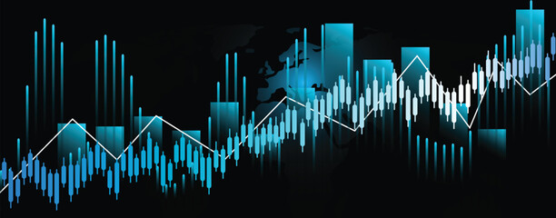 Inflation background worldwide. Graph showing increase in inflation Worldwide background concept, The word core values and stocks, and shares against, Data analyzing in a foreign market