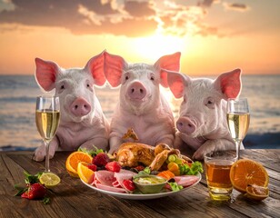 farm animals at the beach