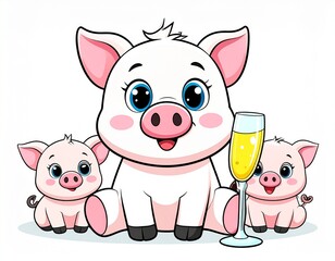 pigs with champagne