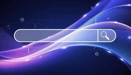 AI Search Bar Banner: Futuristic Minimalist Website Header with Neon Glow for Technology and Machine Learning 2026