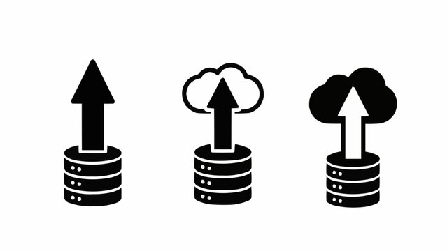 Data Upload Icons Representing Cloud Storage and Database Transfer. - Powered by Adobe