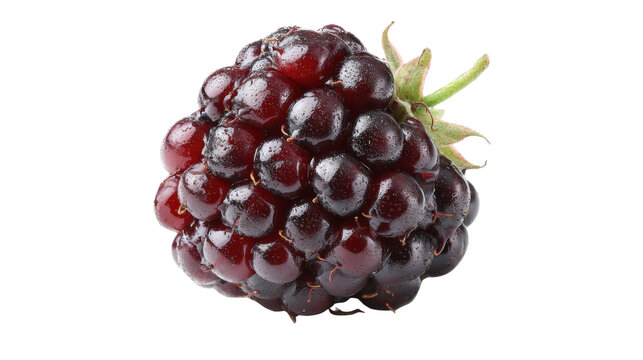 Ripe fresh dewberry with water drops on its surface, a healthy ingredient for food and desserts, transparent background