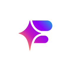 Sparkling Letter F Logo Alphabet icon