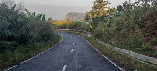 Sharp curve on scenic mountain road