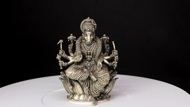 Silver Idol of Varaha Devi &ndash; Sacred Hindu Deity Sculpture Depicting Divine Power, Protection, and Spiritual Significance in Traditional Indian Religious Art