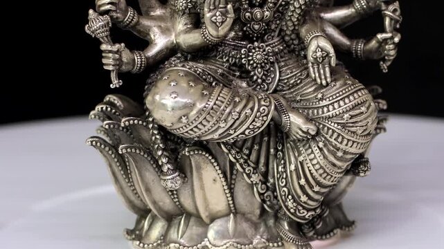 Silver Idol of Varaha Devi &ndash; Sacred Hindu Deity Sculpture Depicting Divine Power, Protection, and Spiritual Significance in Traditional Indian Religious Art